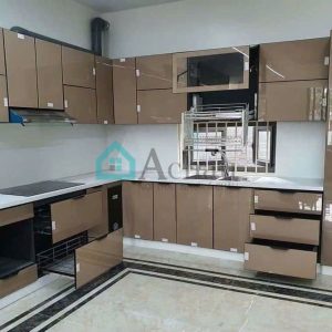 Tủ bếp nhựa cánh kính 123